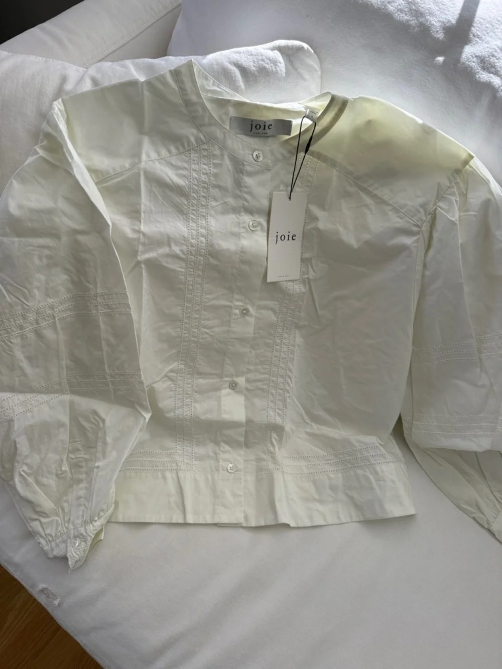 Joie Cream Eyelet-Trim Button Front Blouse - Picture 1 of 5